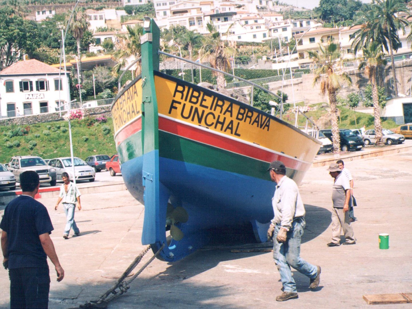 a group of people standing in front of a building
