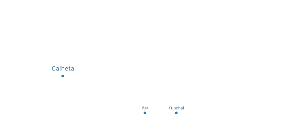 Map with labels: Calheta and Funchal.
